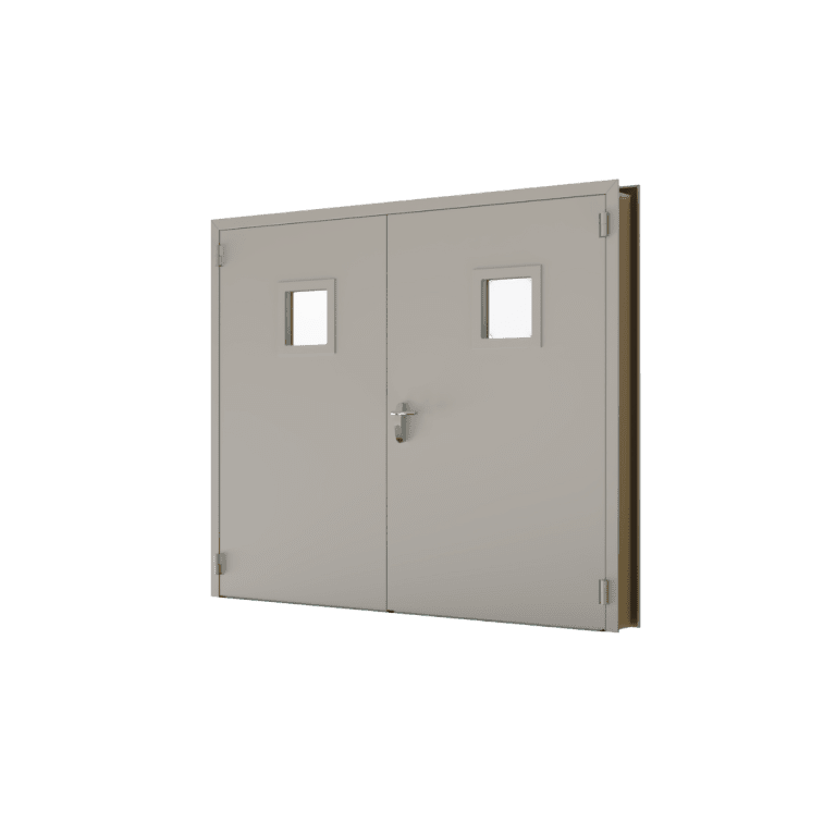 Porte acoustique double vantaux pour l’isolation phonique de grands accès techniques