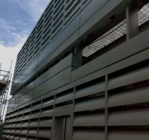 Acoustic Louvers being installed on a building