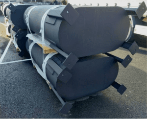 Installation of containerized engine exhaust silencers