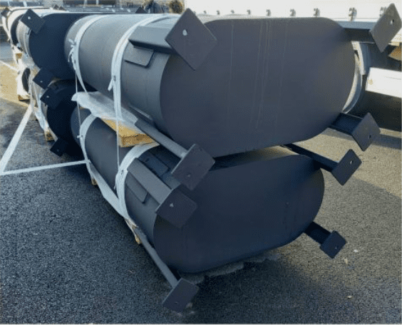 Installation of containerized engine exhaust silencers