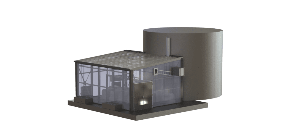 Représentation 3D d’un capotage acoustique industriel pour l’insonorisation de machines ou équipements techniques