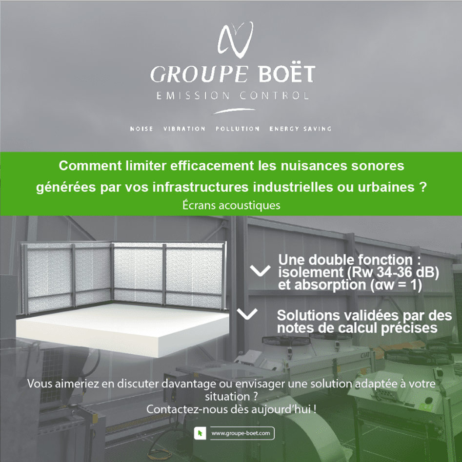Écrans acoustiques pour limiter les nuisances sonores des infrastructures industrielles ou urbaines